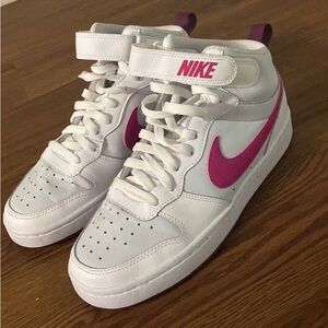 Nike Air Force Ones Court Borough Mid 2 Velcro Strap Pink - Youth 6 Women’s 7.5